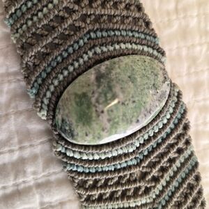Handmade Macramé Bracelet with Green Jasper Stone